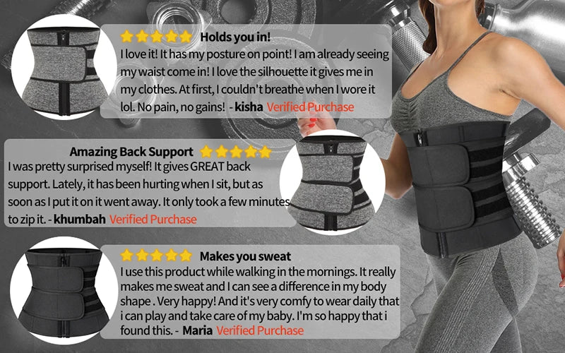 Neoprene Sauna Waist Trainer Corset Sweat Belt for Women Weight Loss Compression Trimmer Workout Fitness
