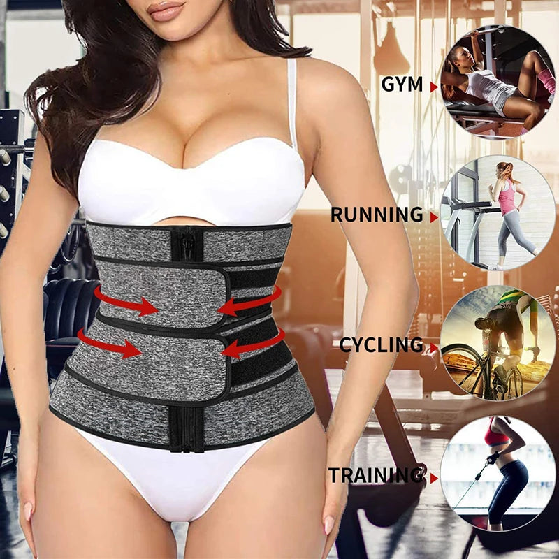 Neoprene Sauna Waist Trainer Corset Sweat Belt for Women Weight Loss Compression Trimmer Workout Fitness