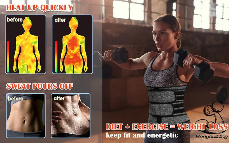 Neoprene Sauna Waist Trainer Corset Sweat Belt for Women Weight Loss Compression Trimmer Workout Fitness