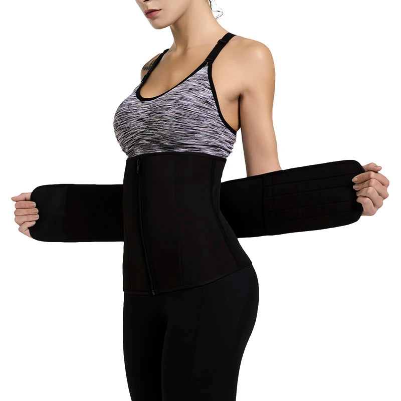 Neoprene Sauna Waist Trainer Corset Sweat Belt for Women Weight Loss Compression Trimmer Workout Fitness