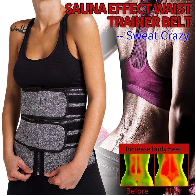 Neoprene Sauna Waist Trainer Corset Sweat Belt for Women Weight Loss Compression Trimmer Workout Fitness