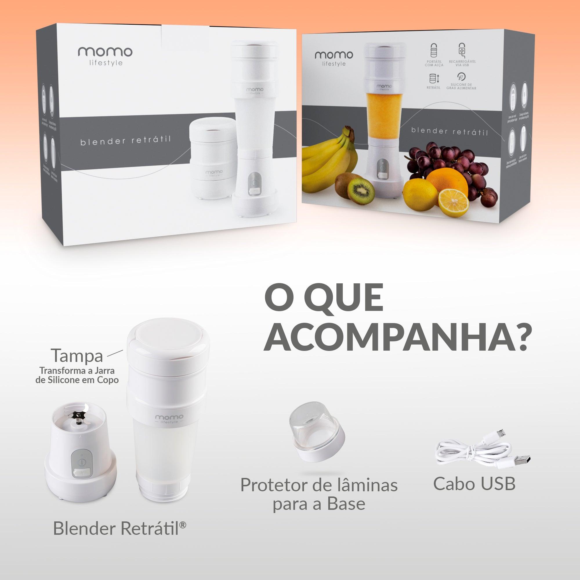 Blender Retrátil, liquidificador portátil | Loja Momo - Loja Momo Lifestyle - blender retrátil, coqueteleira elétrica, liquidificador, liquidificador pequeno para suco, liquidificador portátil, liquidificador recarregavel, liquidificador sem fio, liquidificador usb, Loja Momo, melhor liquidificador portatil, mini liquidificador, Momo, Momo Life, Momo Lifestyle, Momolife, Momostyle