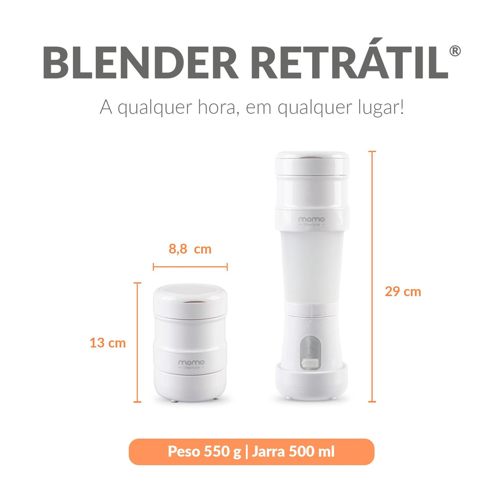 Blender Retrátil, liquidificador portátil | Loja Momo - Loja Momo Lifestyle - blender retrátil, coqueteleira elétrica, liquidificador, liquidificador pequeno para suco, liquidificador portátil, liquidificador recarregavel, liquidificador sem fio, liquidificador usb, Loja Momo, melhor liquidificador portatil, mini liquidificador, Momo, Momo Life, Momo Lifestyle, Momolife, Momostyle